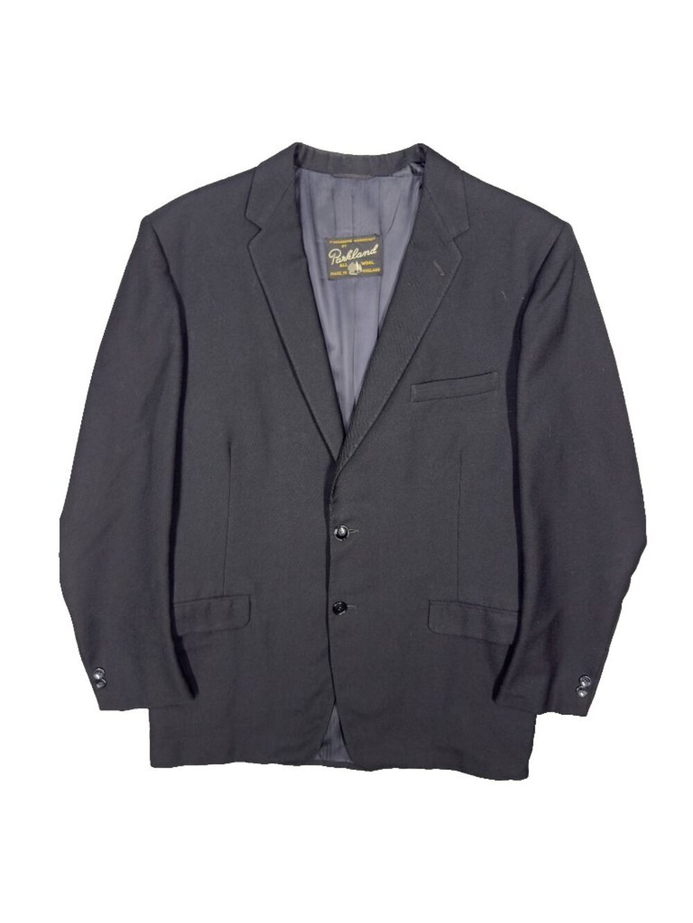 Vintage 1960s Parkland Blazer Made in England Wool Sport Coat Black 40R